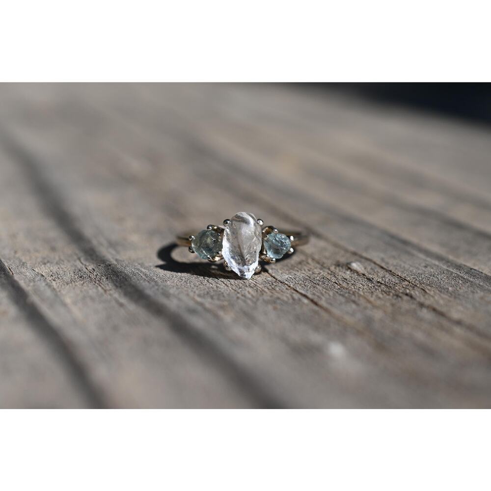 Montana sapphire engagement ring 14k white gold size 9